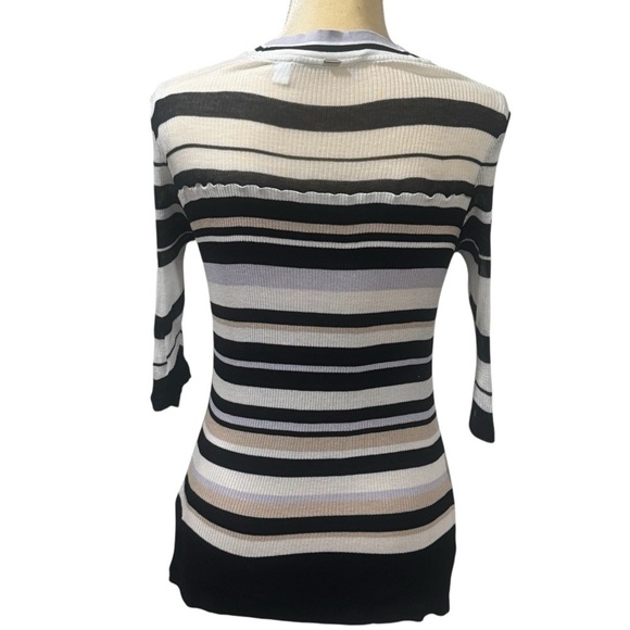 Hugo Boss Y2K Elauren Ribbed Jersey Top Striped Multicolor Women's Size XS - Picture 7 of 13